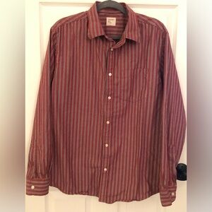 Old Navy Men's Burgundy Striped Button Down Shirt